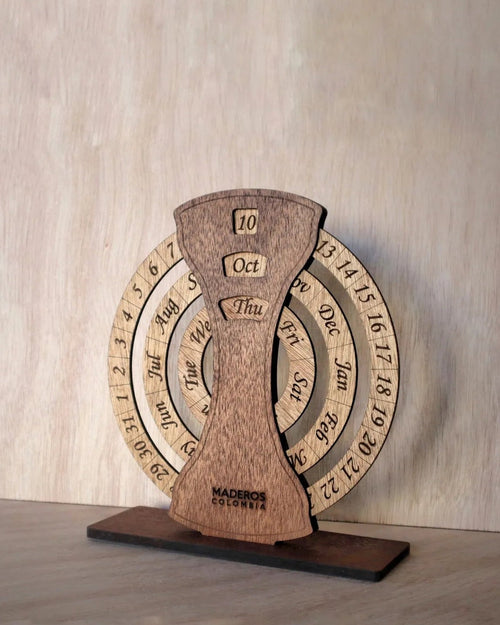 Calendario en madera perpetuo redondo