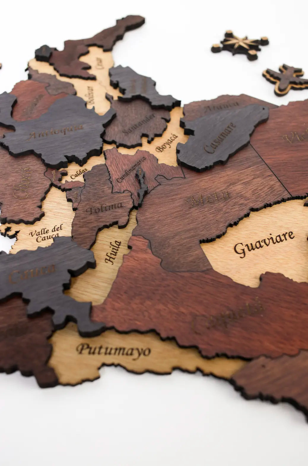 Mapa de madera de Colombia para pared
