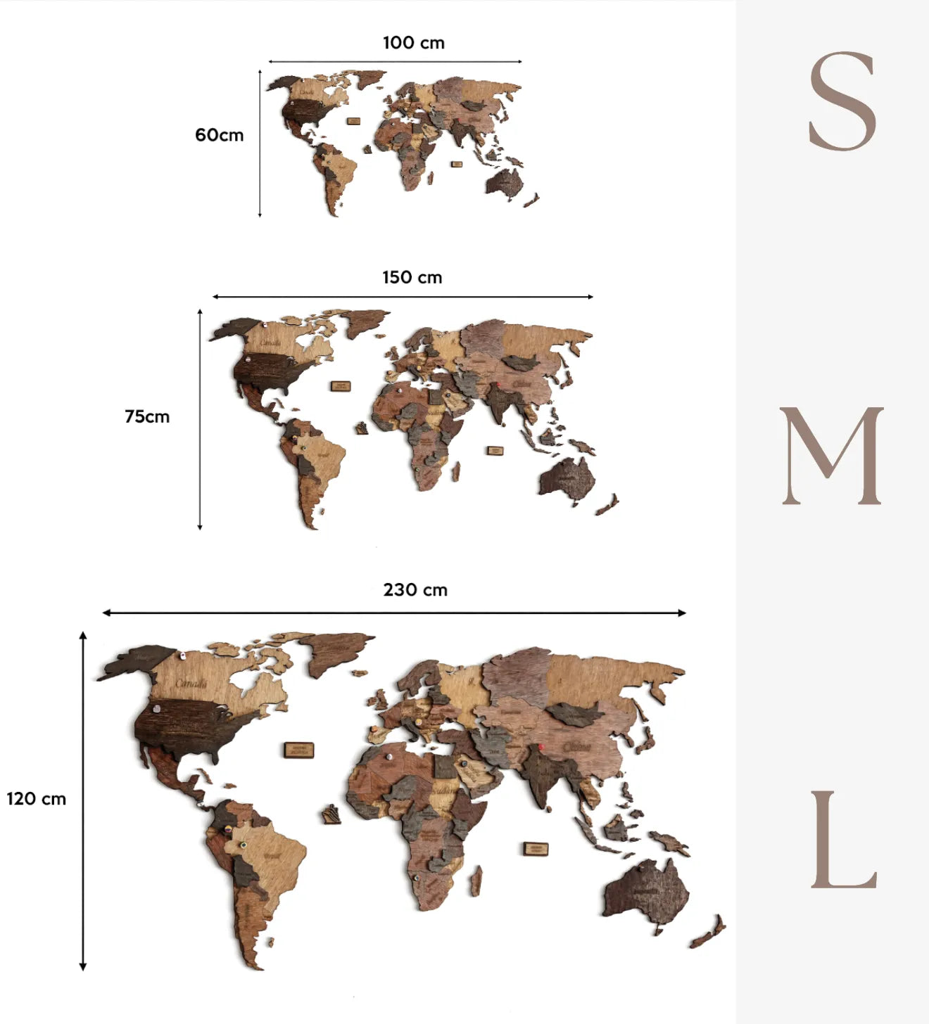 Mapamundi Madera 3D - Decoración Pared
