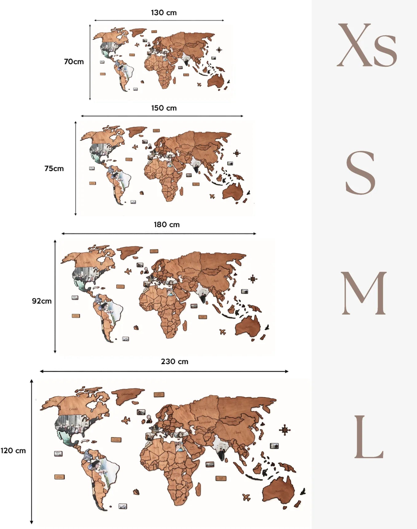 Mapamundi Madera FOTOS viajeras - Decoración Pared