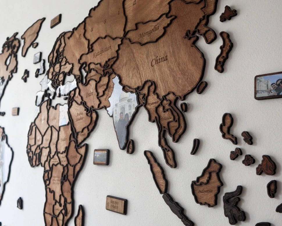 mapa del mundo con foto de viaje por asia